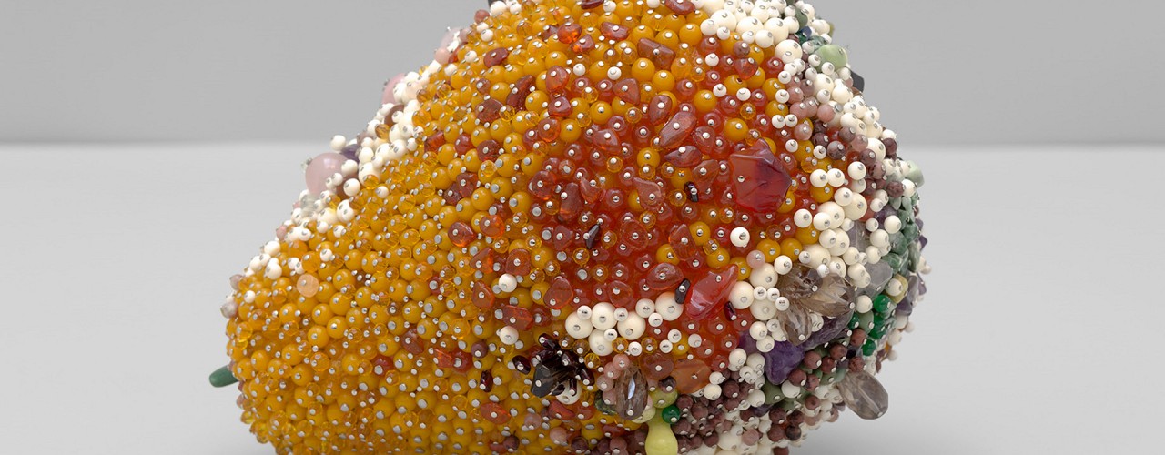 The bejewelled rotting fruit sculptures of Kathleen Ryan exhibited online at Karma gallery